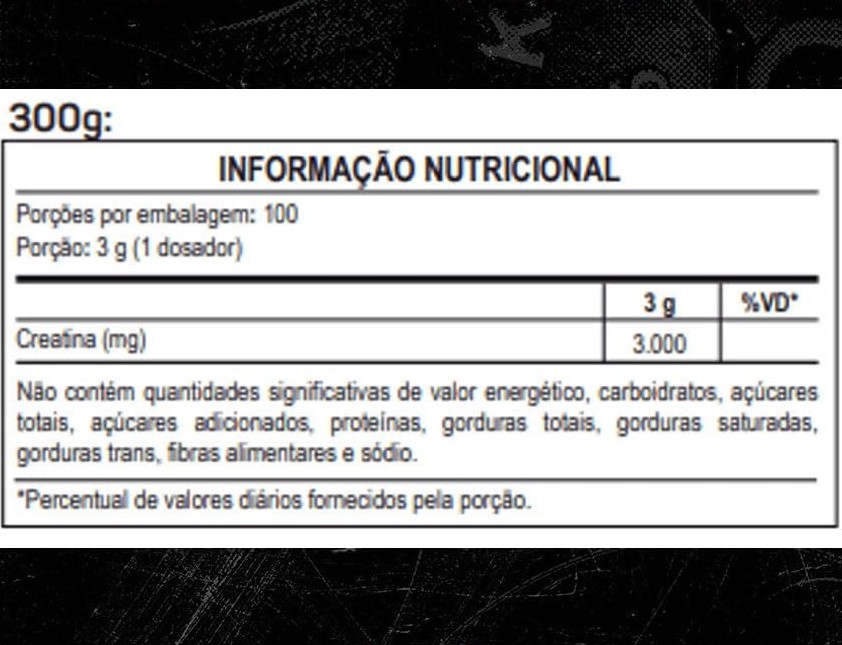 Creatina Max Titanium 300g - tabela